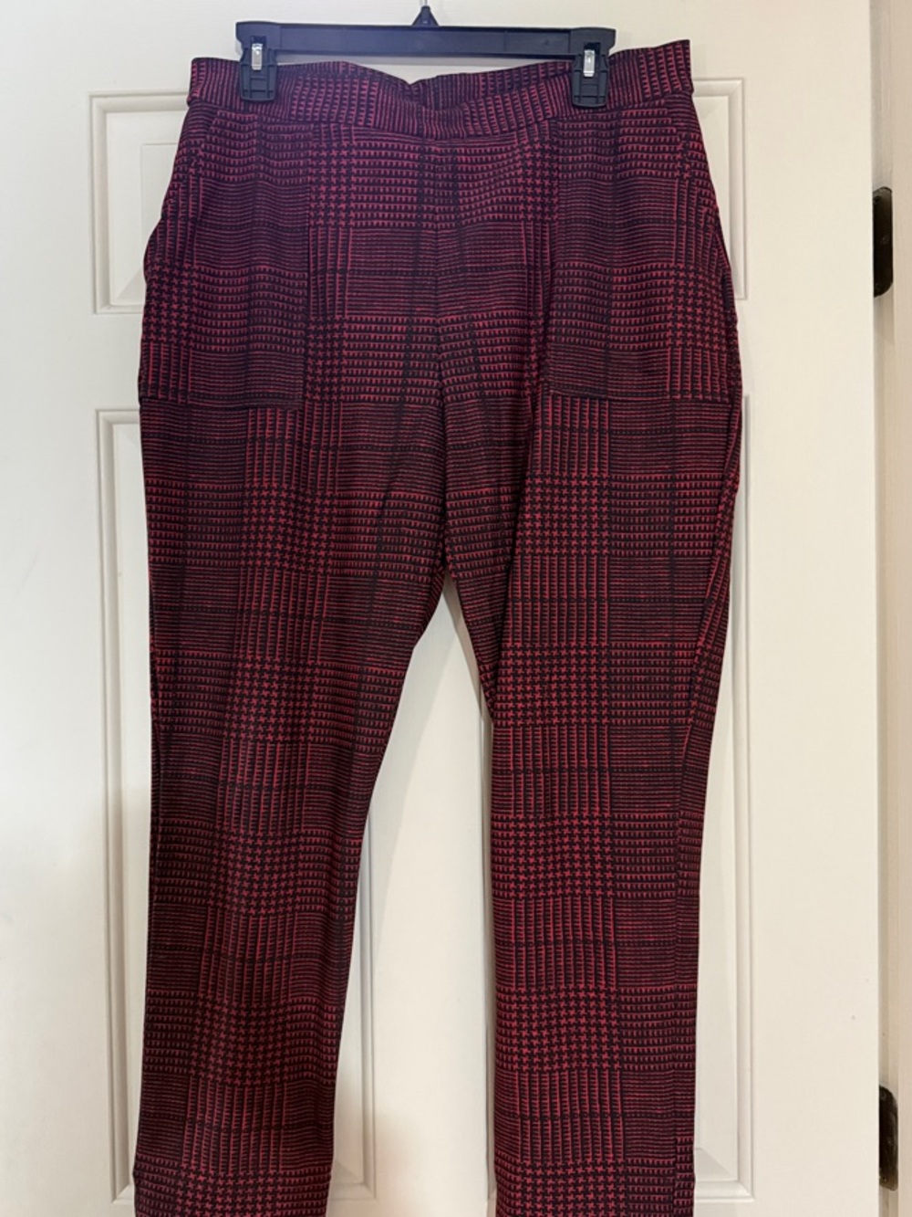 Blackmilk Burgundy Plaid Cropped Cuffed Pants
